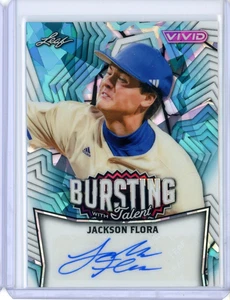 Autografo 2025 Leaf Vivid Jackson Flora Scoppia con Talento Cristallo Blu 10/10 - Foto 1 di 2