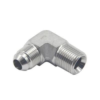 1/2" Male NPT to 1/2" Male JIC Elbow 90° Flare Pipe Fitting SS304 - Image 1 of 4