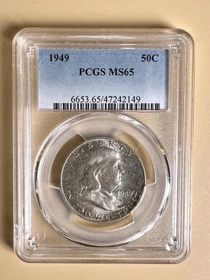 1949 PCGS MS65 50c Franklin Half Dollar 90% Constitutional Silver Key Early Date - Image 1 of 2