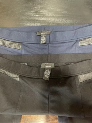 Alfani Faux Leather Trimmed Pants Size12-set Of 2- Blue And Black - Image 1 of 4