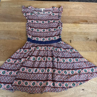 Kleid Springfield Damen Tunika Gr. 38 Rot Gemustert Sehr Schön Außergewöhnlich - Bild 1 von 4