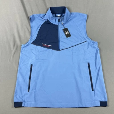 FootJoy Golf Vest US Open Oakmont Logo Geo 1/4 Zip Blue Polyester NWT MSRP $165 - Image 1 of 4