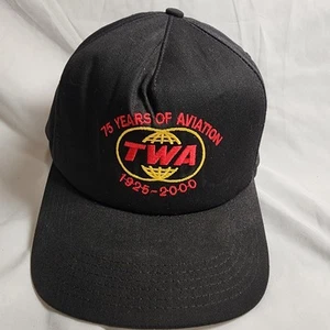 Sombrero Snapback TWA 75 Años de Aviación Raro Antes de 2001 Adquisición por AA - Imagen 1 de 5