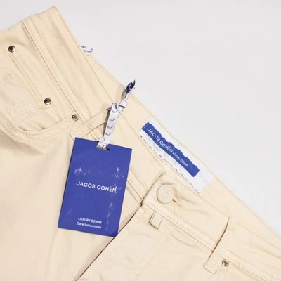 Jacob Cohen NWT 5 Pocket Jean Cut Pants Size 36 US In Solid Beige Cotton Blend - Image 1 of 4
