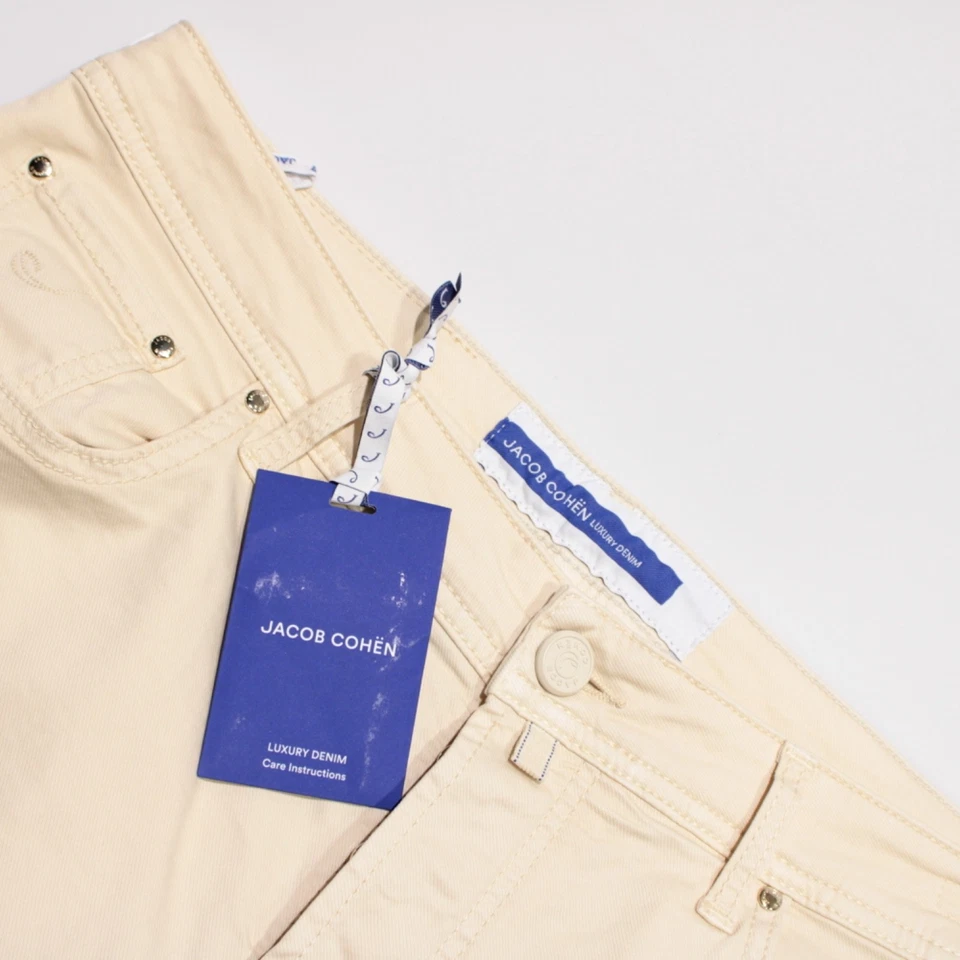 Jacob Cohen NWT 5 Pocket Jean Cut Pants Size 36 US In Solid Beige Cotton Blend - Image 1 of 4