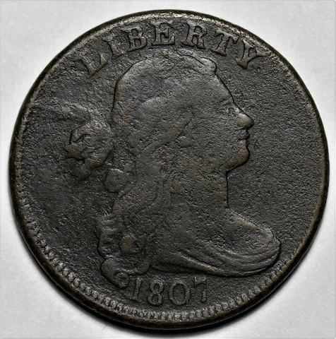 1807 Draped Bust Large Cent - Comet Variety - US 1c Copper Penny Coin - L36 Cover