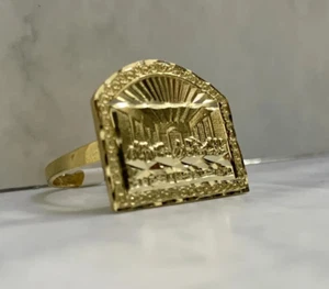 Real Gold 10 Karat Last Supper Religious unisex yellow Gold 10K Solid Ring - Picture 1 of 5