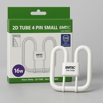EMTEC Energy Saving 2D 16w 4 Pin 10,000 hour Long Life Fluorescent Light Bulb Bathroom