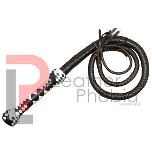 Cowhide Leather Bull Whip 4 Feet Long 12 Plait Bullwhip Heavy LoudCrack Sound - Bild 1 von 3