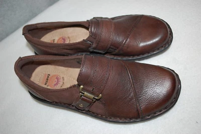 女式棕色休闲鞋带和扣口音地球精神皮革 6 码 — 第 1/2 张图片