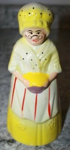 Vintage Old Woman Utensil Holder Or Planter, Yellow, Red Stripped Apron GUC - Picture 1 of 5
