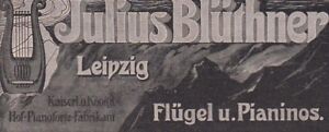 Werbung Julius Blüther Leipzig - Flügel & Pianos, Hof-Pianoforte-Fabrikant 1911