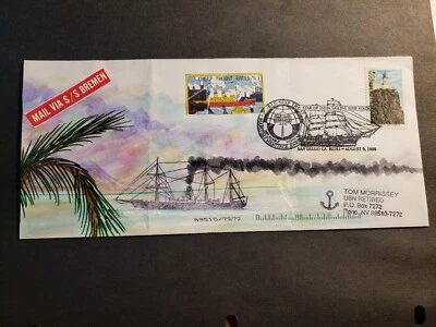 Ship SS BREMEN, Norddeutscher Lloyd Bremen Line 1998 Hand-Painted Cachet - Image 1 of 2