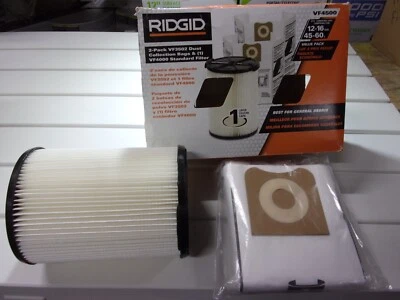 NEW RIDGID FILTER SET (2-VF3502 DUST COLLECTION BAGS & 1-VF4000 FILTER) VF4500 - Image 1 of 4