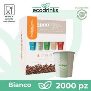 2000 BICCHIERI CARTA 180ML BICCHIERE BIANCO PER ASPORTO CAPPUCCINO CAFFÈ ACQUA - Bild 1 von 3