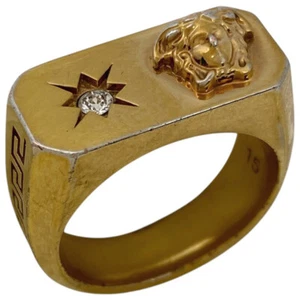 VERSACE Medusa Rhinestone Ring ring Ring Gold Plated Gold Men - Picture 1 of 5
