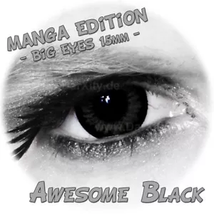 Awesome Black, Big Eyes - schwarze Kontaktlinsen ohne Stärke, Manga Linsen - Bild 1 von 2