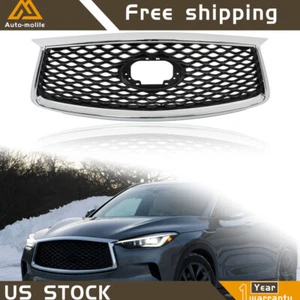 Chrome Black For 2019-2023 Infiniti QX50 W/ Camera Option Front Upper Grille - Picture 1 of 20