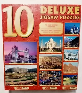10 Deluxe Jigsaw Puzzles 6750 Total Pieces 1000, 750, 500 RARE from 2005 - Picture 1 of 8