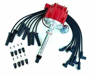 Ignition Distributor +Wire Set +Spark Plug For Chevy GMC 305 350 400 DST1895