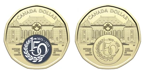 Canada 2025, $1 Supreme Court 150, Set of 2 Non and Coloured Coins from Roll, BU - Picture 1 of 2