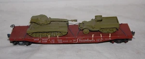 Vintage HO Scale   Flat Car With Tank + Armored Vehicle Union Pacific - Picture 1 of 6