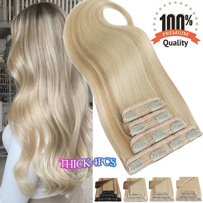 Highlight 8A Thick Double Weft Clip In Real Remy Human Hair Extensions Full Head - Image 1 of 4
