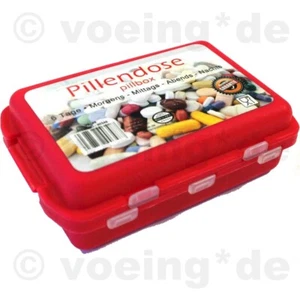1x Pillendose Pillenbox Tablettendose Tablettenbox Medikamenten-Dosierer, rot - Bild 1 von 1