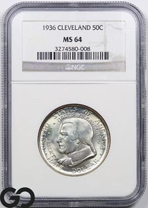 1936 Cleveland Commemorative Half Dollar, NGC MS-64 - Picture 1 of 5