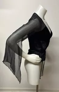 Top camicia Bebe vintage nero raso e velluto media seta gotica - Foto 1 di 19