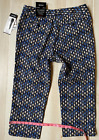 Rafaella print classic slim capri pants size 12 sea blue/daffodil nwt women's