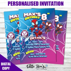 DIGITAL ONLY Custom Birthday Party Invitation SPIDEY & FRIENDS - Picture 1 of 2