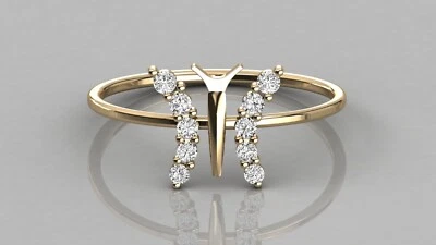 Hermosa cara de mariposa en oro amarillo de 10 quilates con brillante anillo de moissanita para mujer Foto 1 de 3