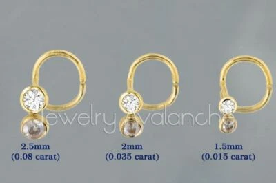 Juego de bisel sólido de 14K con perno de tornillo de nariz de diamante - 22G oro sólido de 14kt diamante real Foto 1 de 4