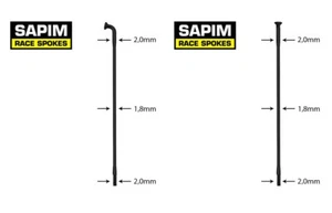 4 radios Sapim Race doble tope 2,0/1/8 mm 14/15 g, pezones de latón negro + plata - Imagen 1 de 3
