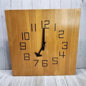 Horloge murale vintage en bois Kiernle bloc boucher carré design MCM testé fonctionne ! - Photo 1/7