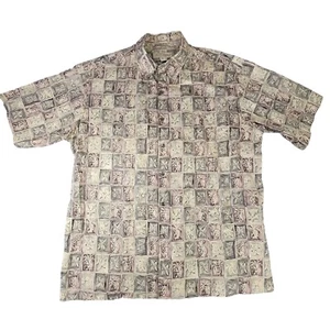 VTG Tori Richard Shirt Mens Large Beige Hawaiian Short Sleeve Pineapple Print - Picture 1 of 10