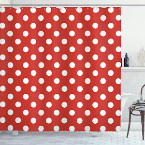 Retro Shower Curtain Polka Dots Circular Forms Print for Bathroom 70 Inches Long
