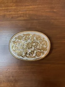 Western Floral Scroll Belt Buckle Cowboy Cowgirl Vtg Crumrine El Arturo - Picture 1 of 10