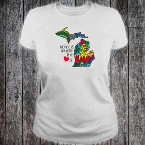 Camiseta de algodón State of Michigan Home Is Where The Heart Is - Imagen 1 de 2