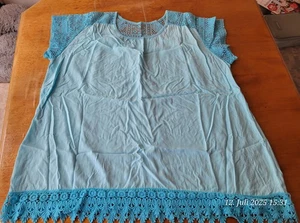 Tunika, Strandkleid, Shirt, Gr. 52/54, hellblau, Spitze, Maße beachten - Bild 1 von 5
