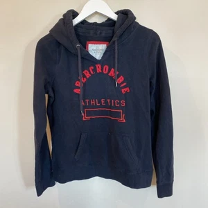 Abercrombie & Fitch V Neck Hoodie Navy Blue Juniors Large Athletics - Picture 1 of 5
