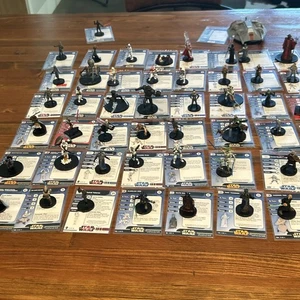 WOTC Lot of 50 Star Wars Miniatures  No Duplicate With Cards Snow Speeder - Picture 1 of 24