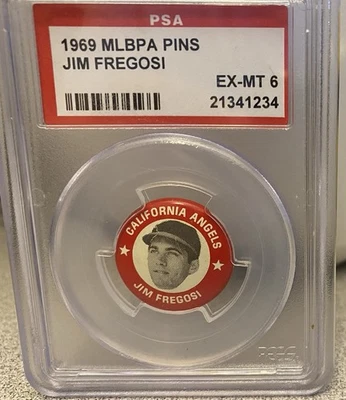 1969 MLBPA Pins JIM FREGOSI PSA 6 California Angels Excellent-Mint Condition - Image 1 of 3