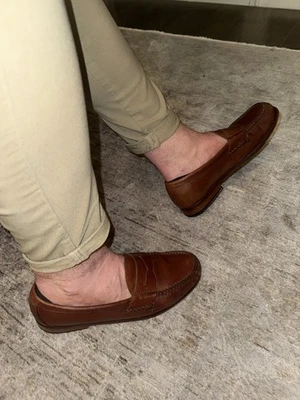 Mocasines Cole Haan Pinch Penny de cuero tostado británico para hombre talla 9,5 Foto 1 de 4