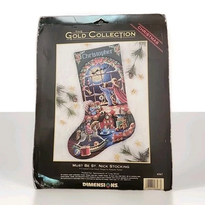 Dimensions GOLD COLLECTION Cross Stitch Stocking Kit, MUST BE ST. NICK #8567 - Image 1 of 3