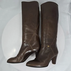 Vintage 70er Gucci Stiefel mit Absatz 38 braun hoch Reiten Reitsport Leder Italy - Bild 1 von 22