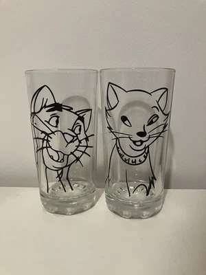 Disney Aristocats Drinking Glasses Cup Tumblers Duchess Thomas Cat Gift set - Image 1 of 3