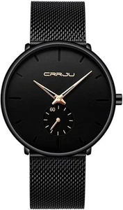 FIZILI Mens / Unisex Ultra-thin Black Waterproof-Fashion Wrist Watch - MIB - Picture 1 of 6