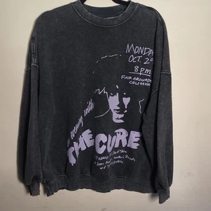 H&M The Cure Concert Print Black Distressed Sweatshirt Herren Gr. L Goth Punk - Bild 1 von 9